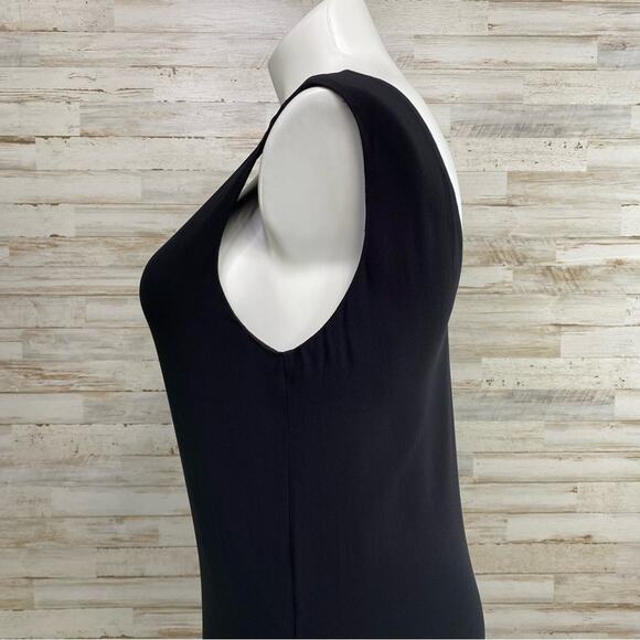 L'Agence Crepe Shift Dress Womens Size 8 Black Pockets V-Neck & Back Side Slits - Picture 7 of 14